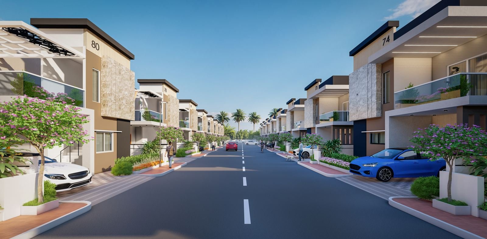 Tree-lined internal street with individual houses at El Dorado (artist's impression)